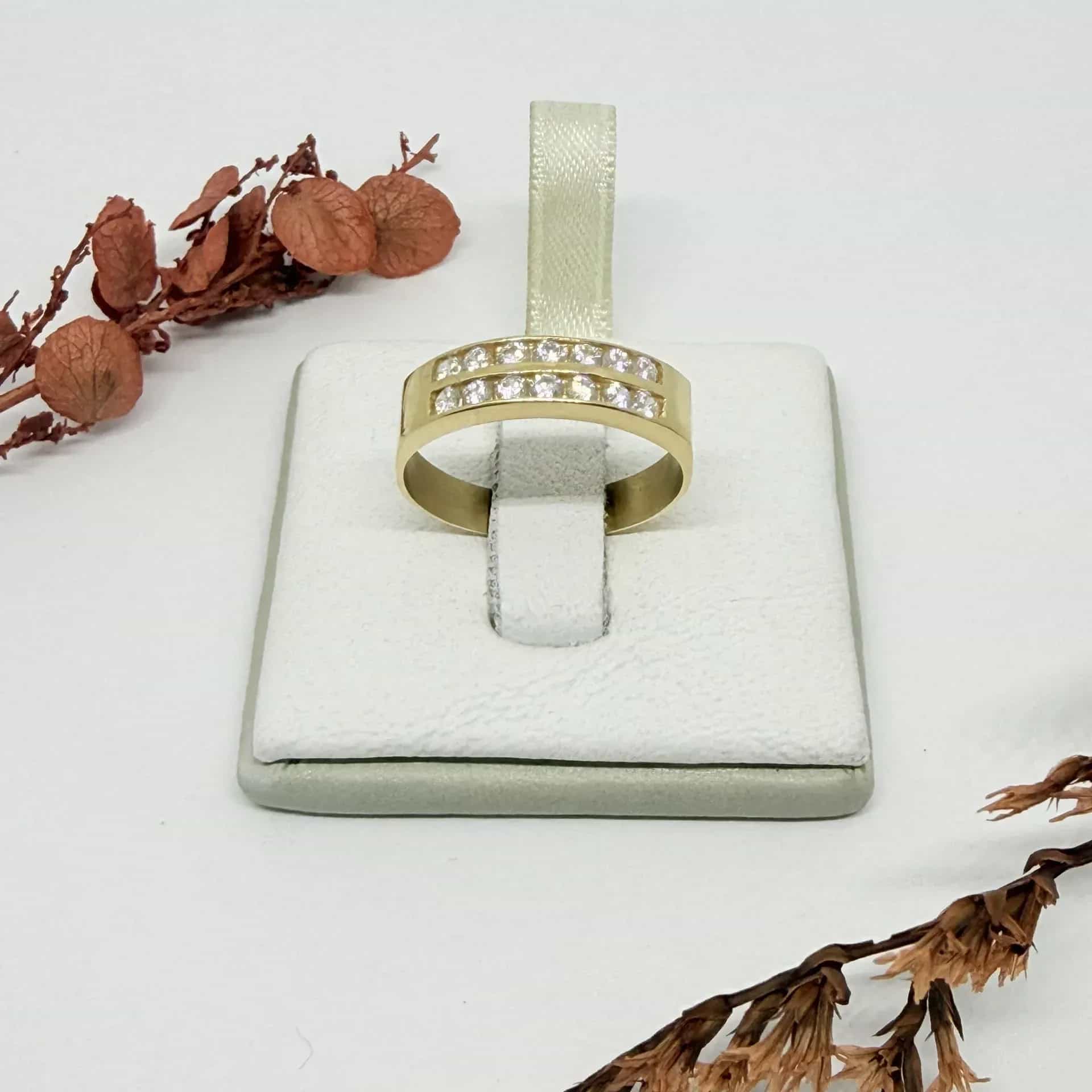 Anillo Doble 1/2 Sin Fin Piedras Blancas