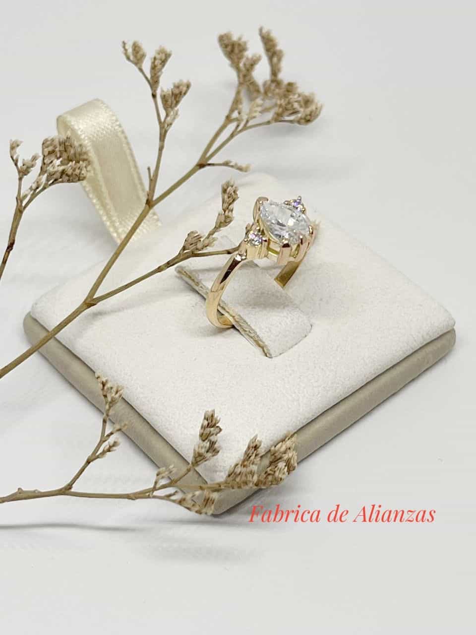 Anillo Gota Mediano con Piedra Celeste y Blancas