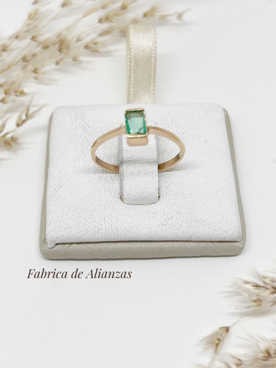 Anillo Piedra Verde Rectangular