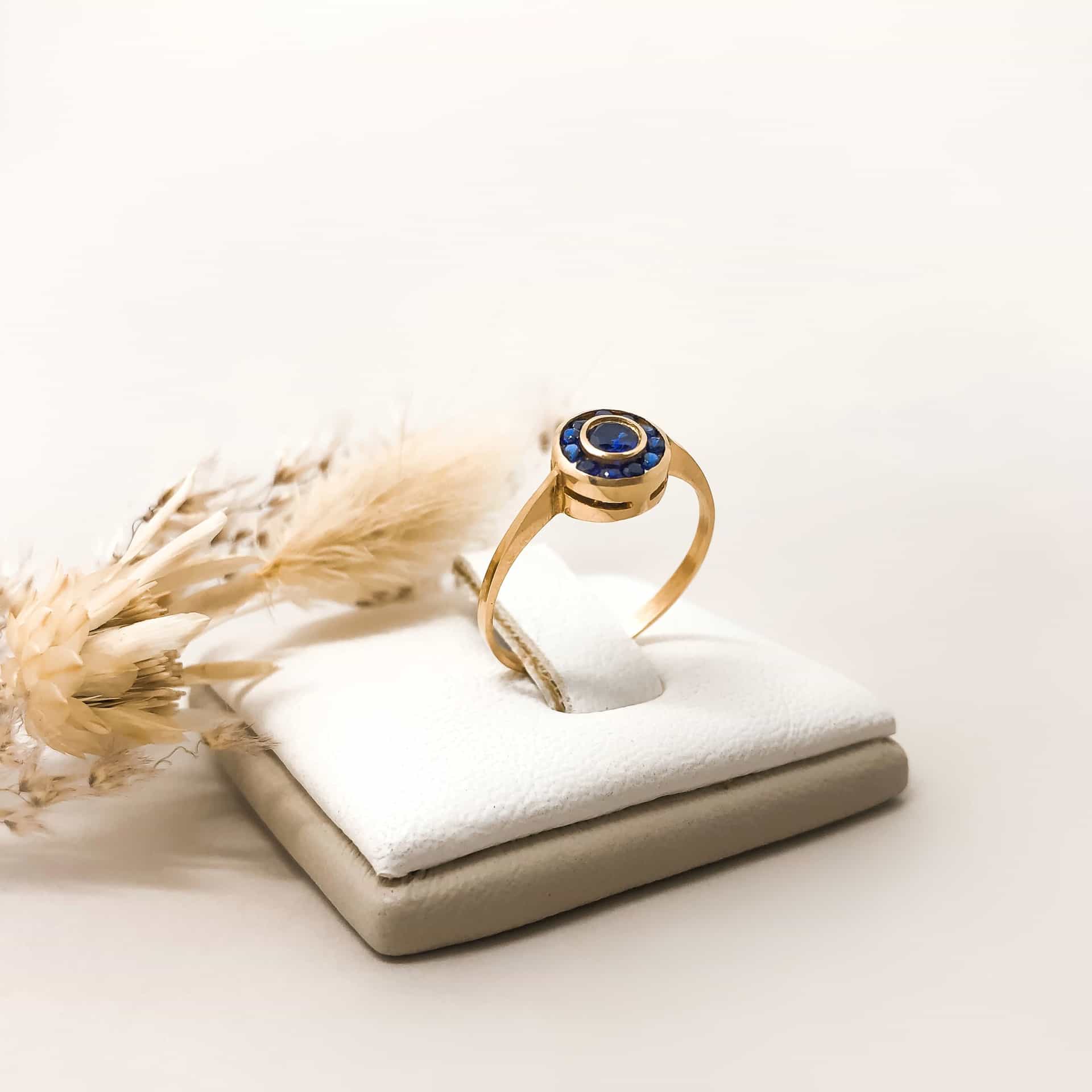 Anillo Ojo de Perdiz piedra Azul