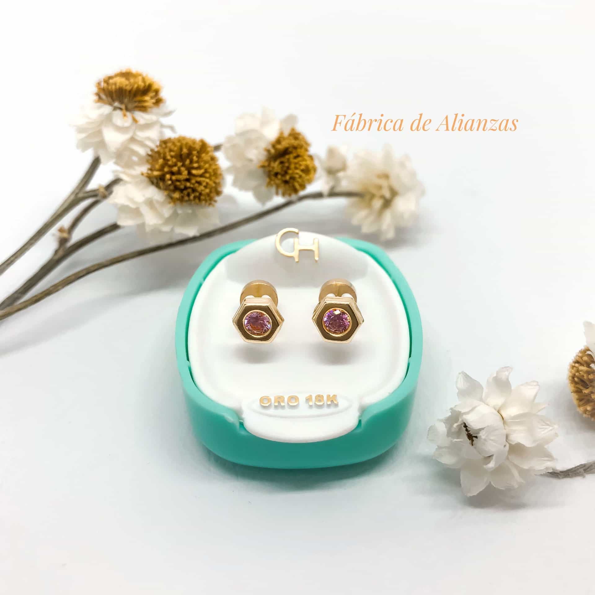 Aro Abridor Hexagonal Piedra Rosa