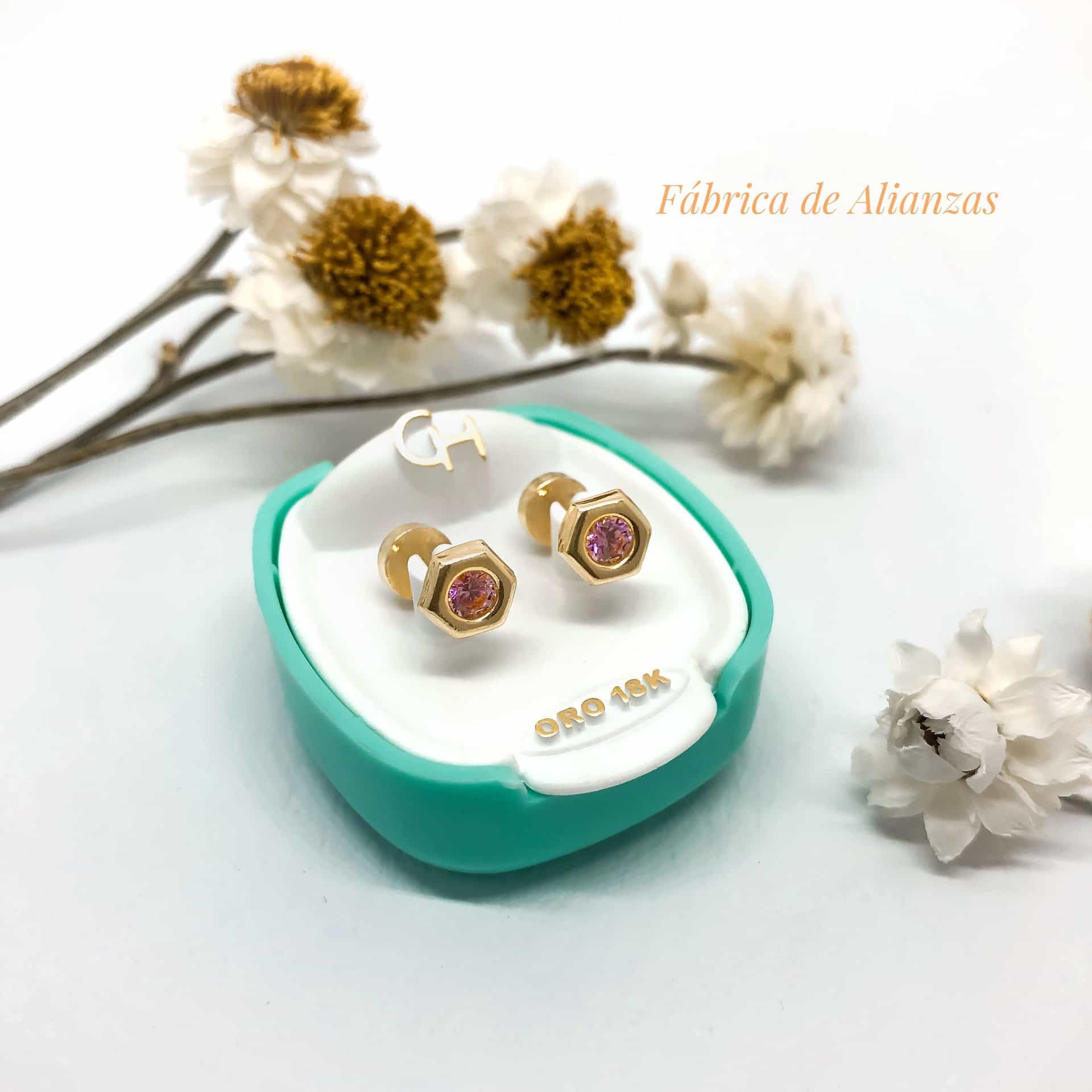 Aro Abridor Hexagonal Piedra Rosa