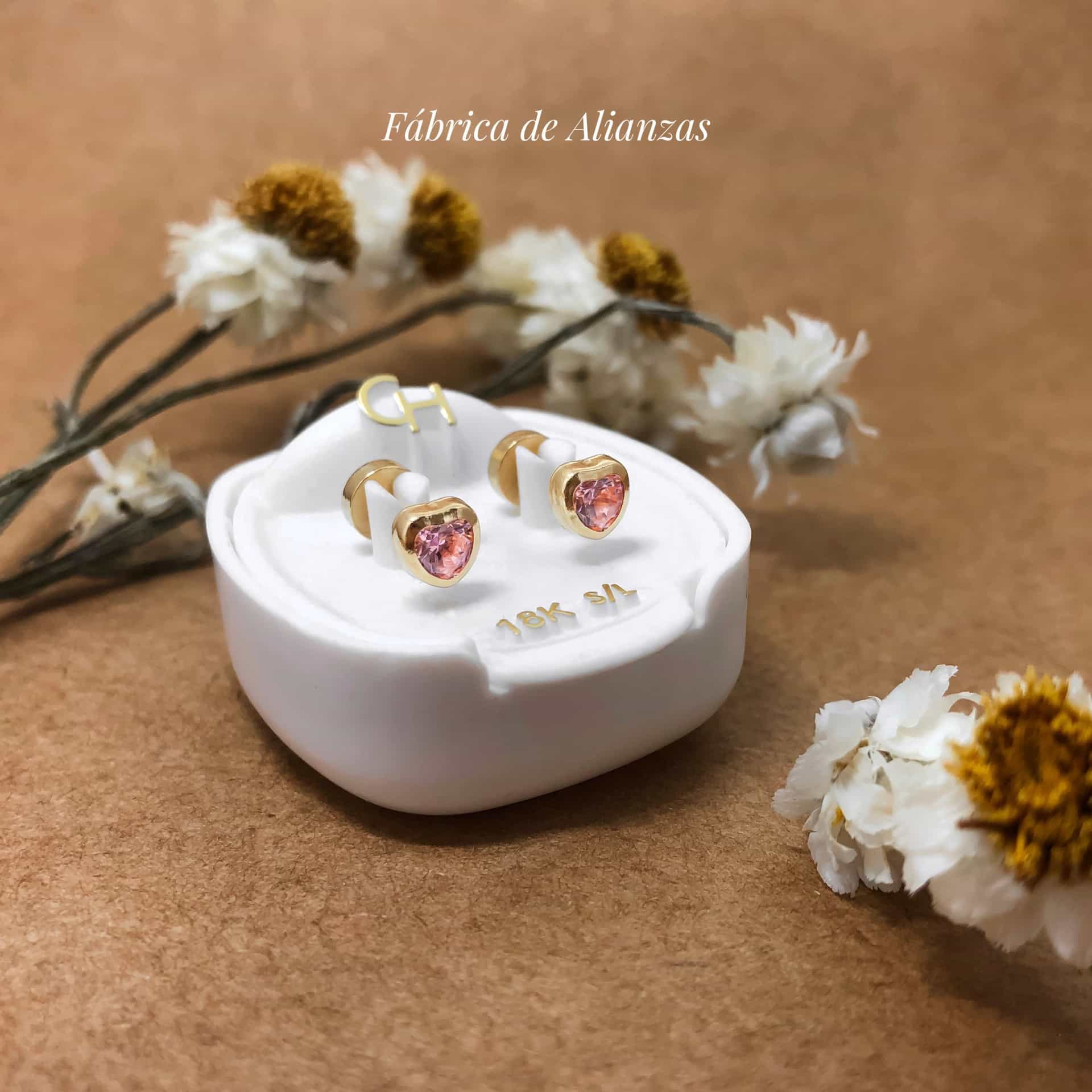 Aro Abridor Corazón con Cuerpo Piedra Rosa