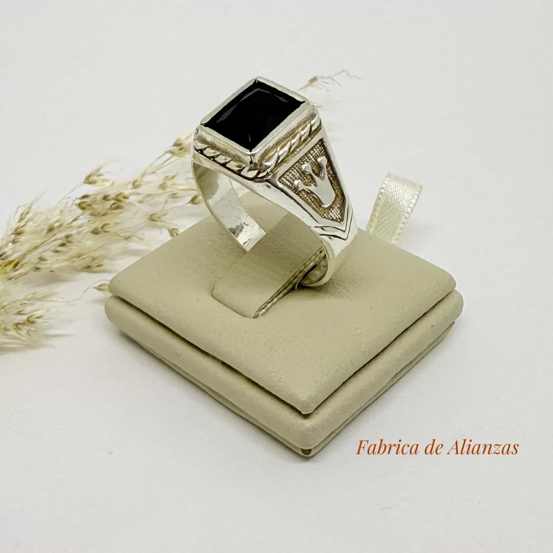 Anillo Sello Piedra Negra