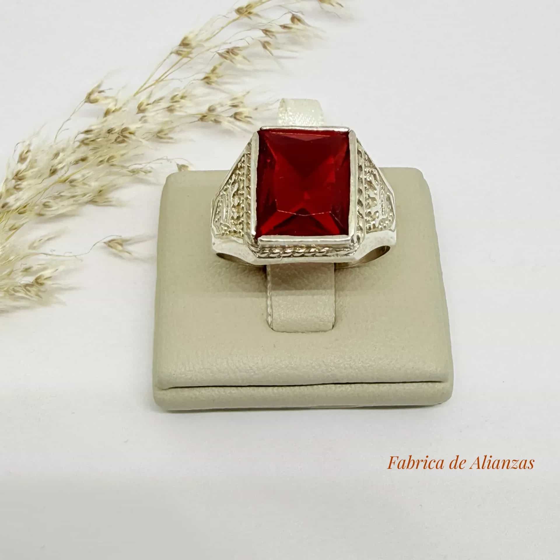 Anillo Sello Piedra Roja