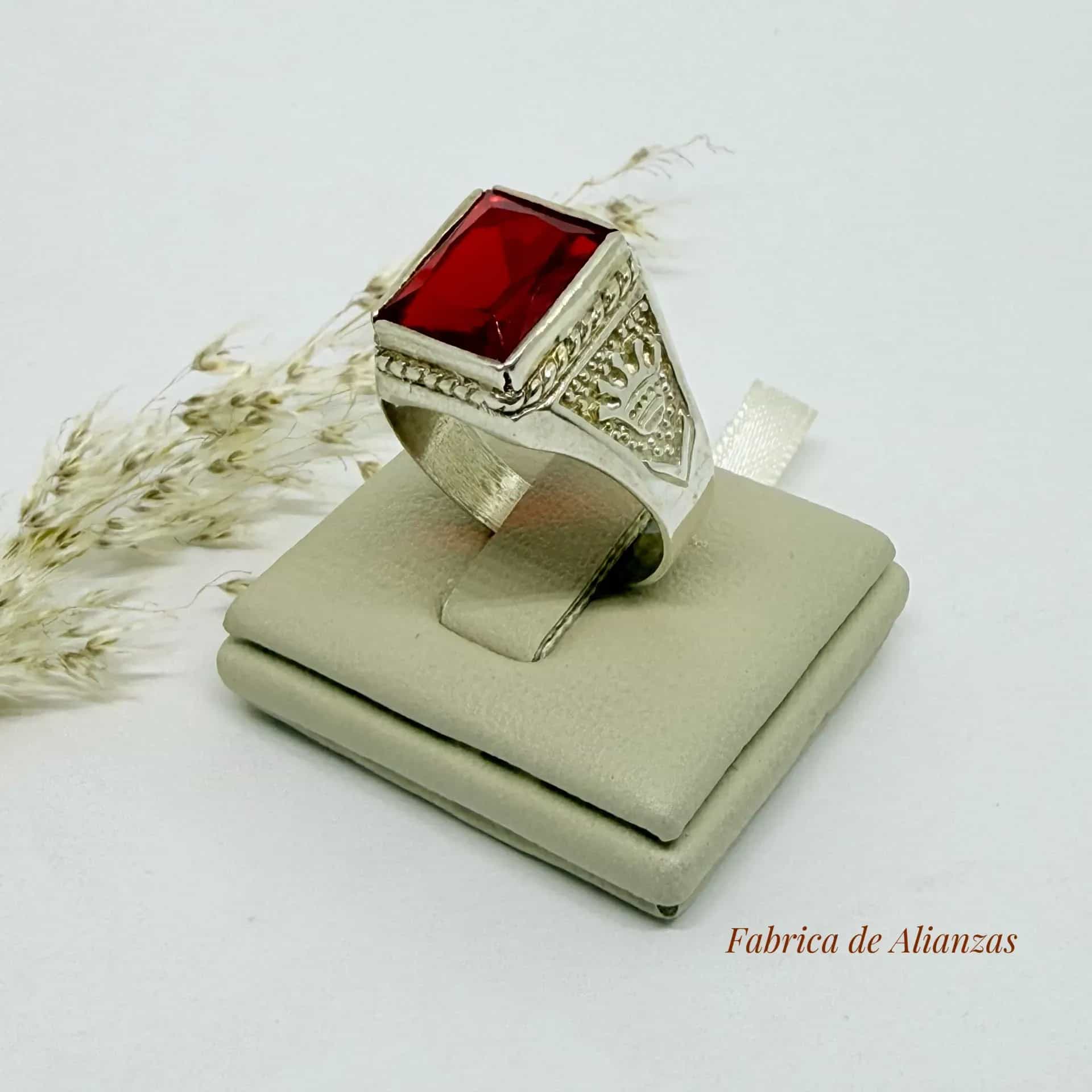 Anillo Sello Piedra Roja