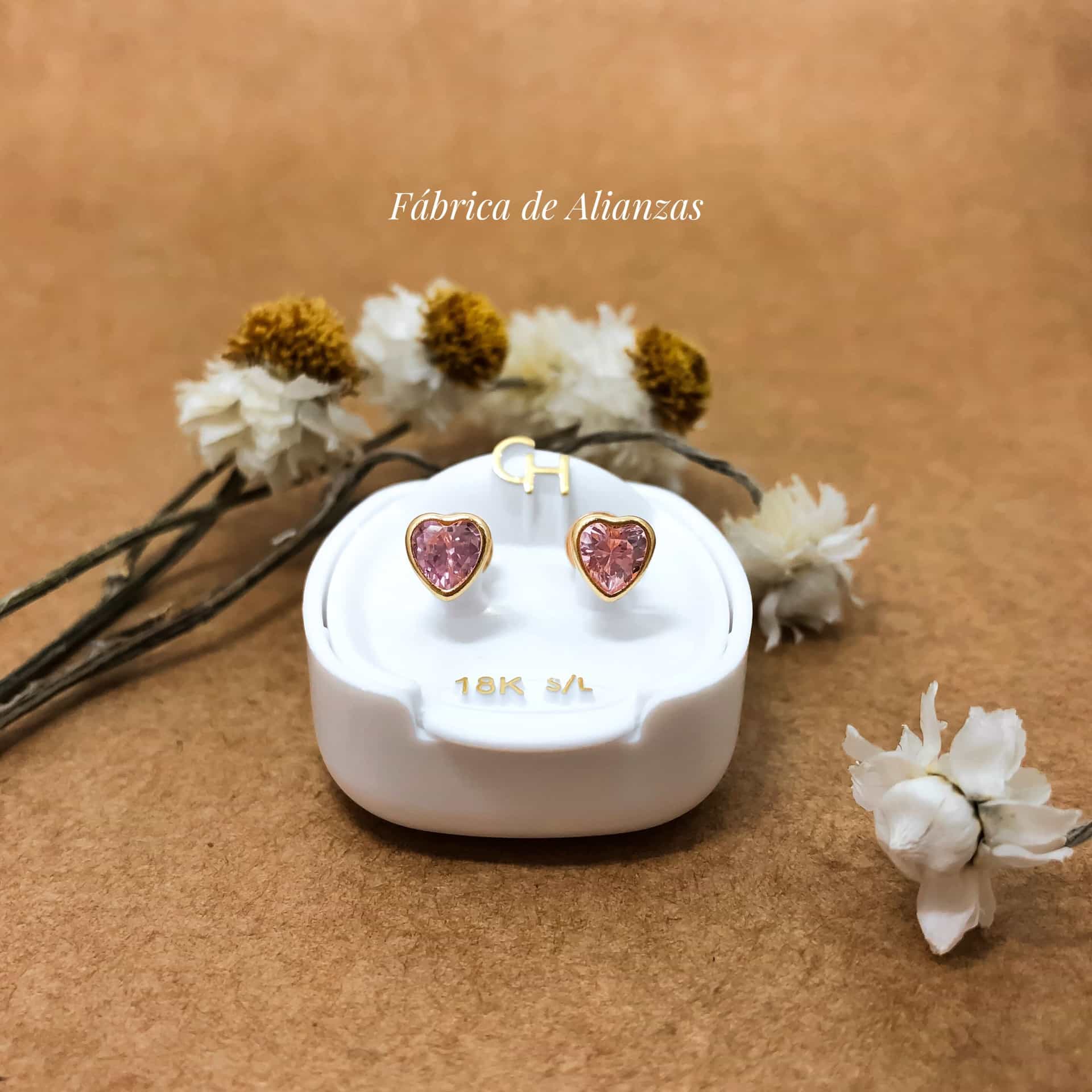 Aro Abridor Corazón Con Virola Piedra Rosa