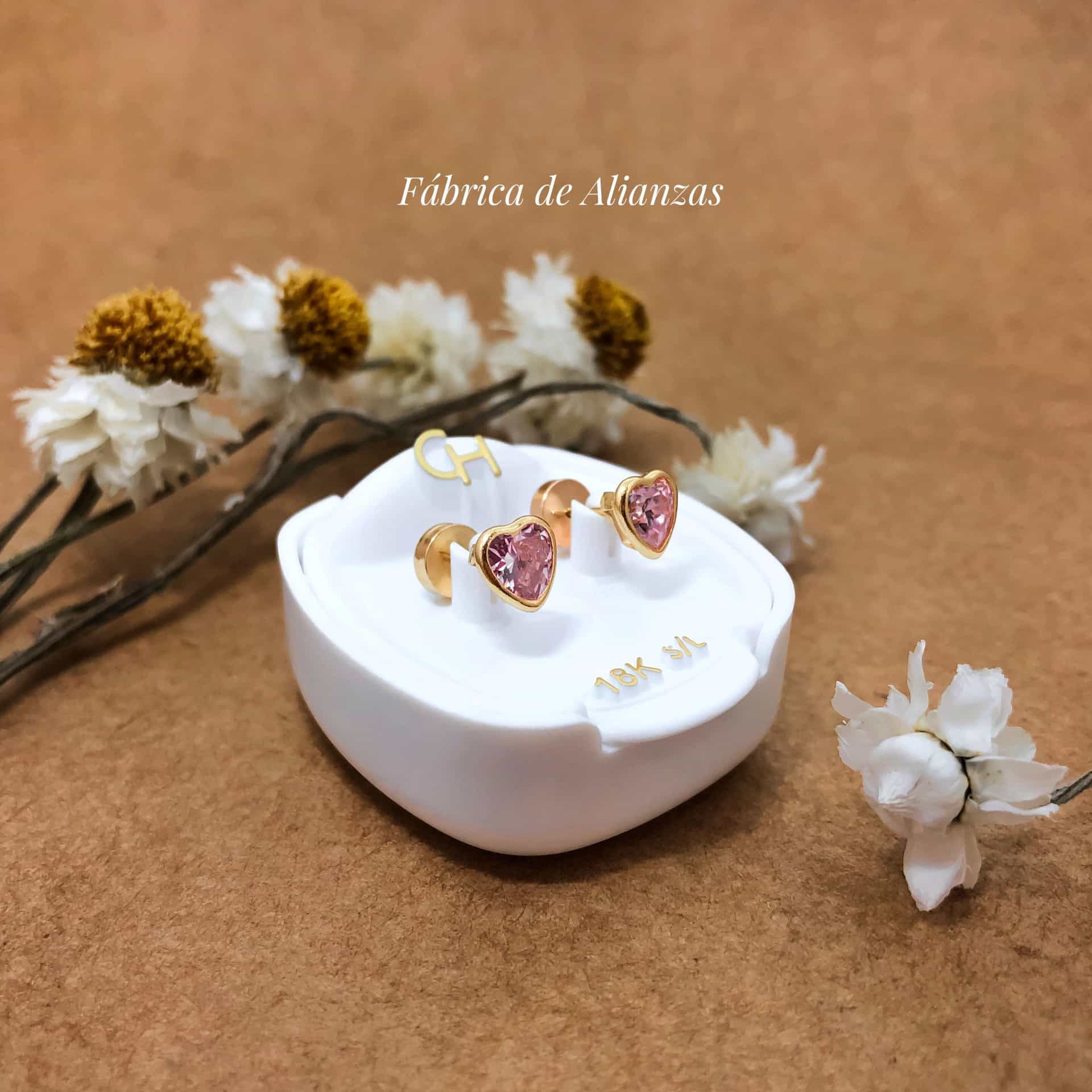 Aro Abridor Corazón Con Virola Piedra Rosa