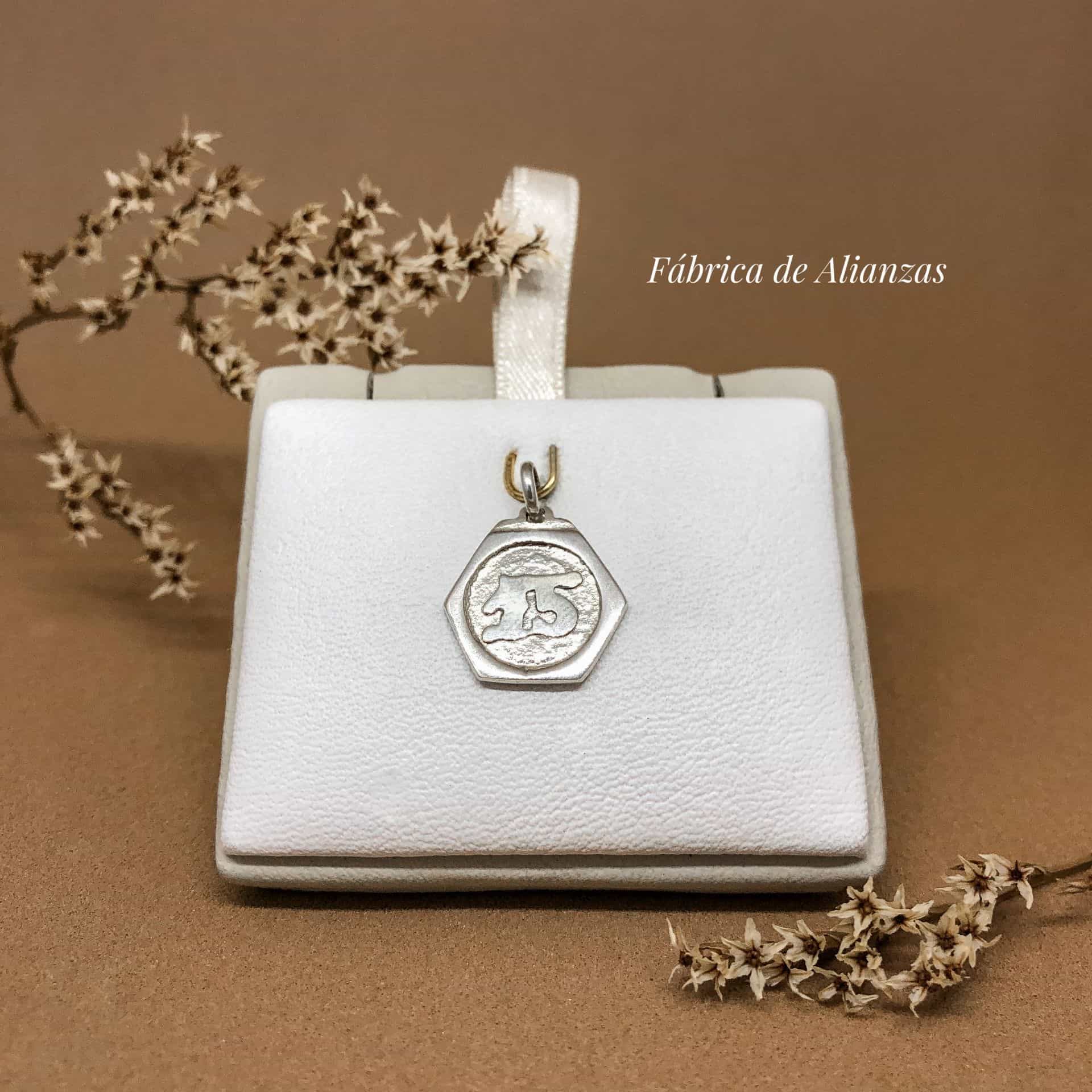 Medalla Hexagonal Número 15 sobre Relieve