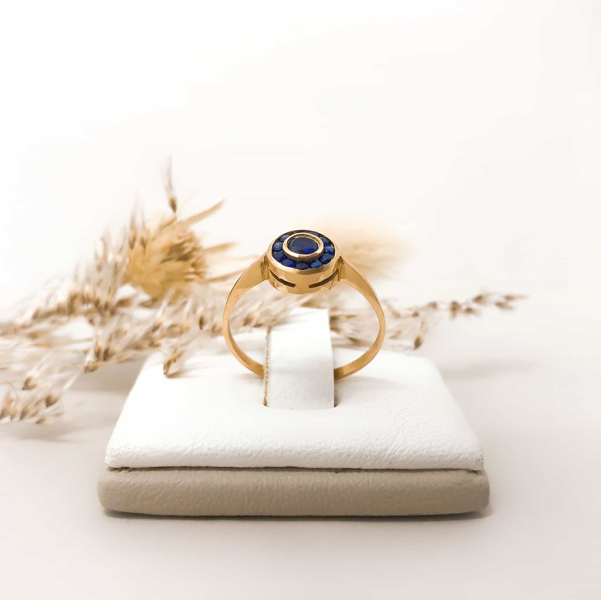 Anillo Ojo de Perdiz piedra Azul
