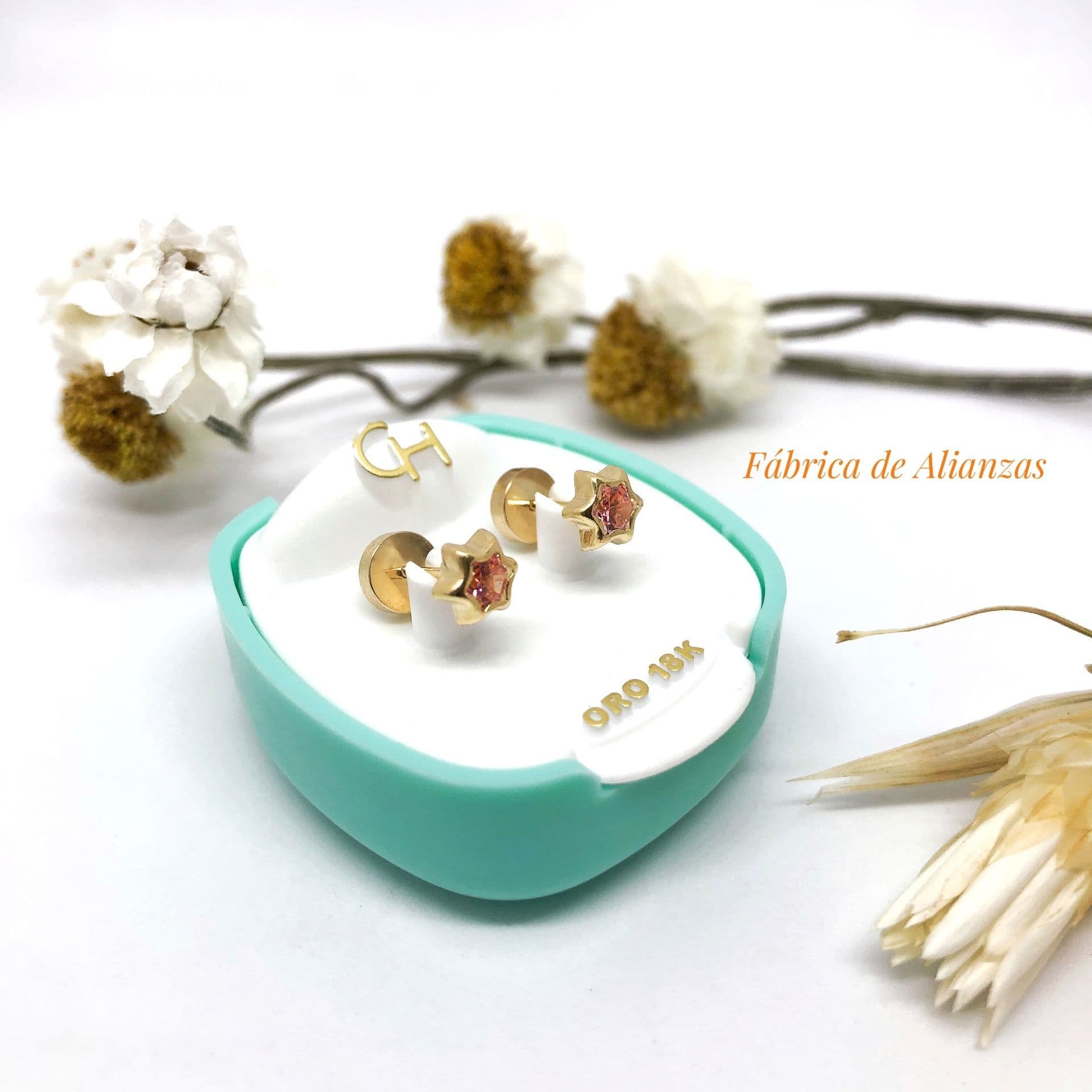 Aro Abridor Estrella Piedra Rosa Chica