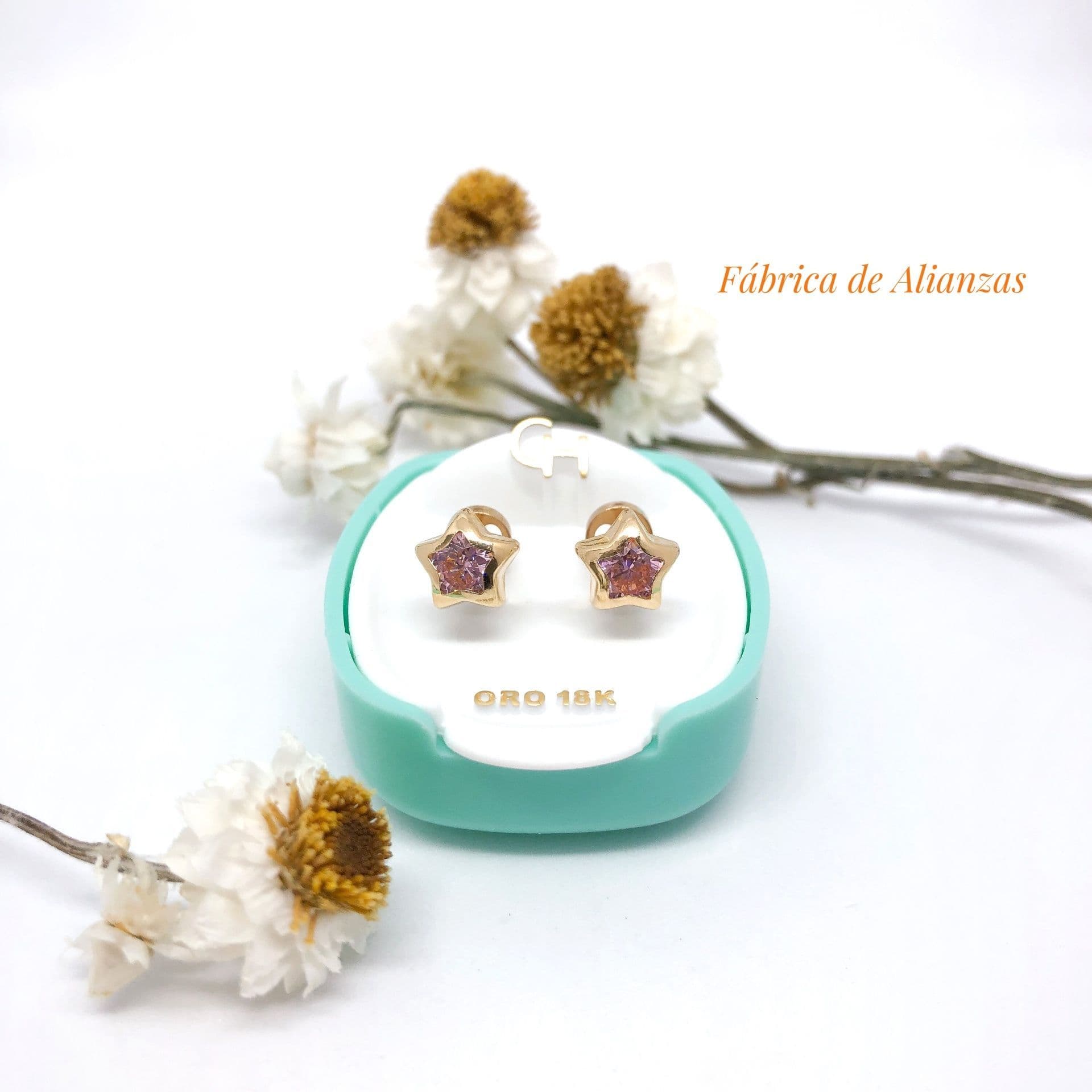 Aro Abridor Estrella Piedra Rosa Grande