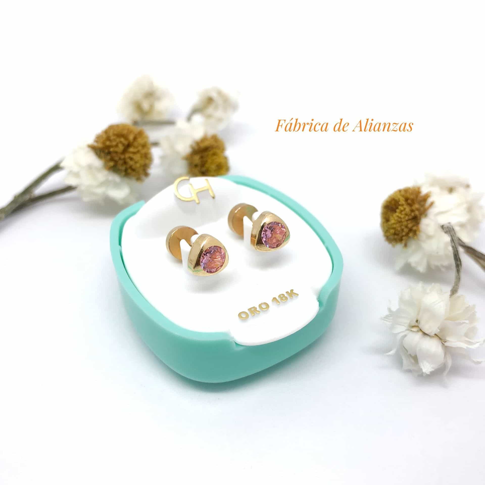 Aro Abridor Triángulo Grande Piedra Rosa