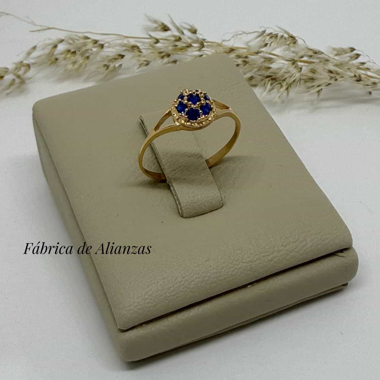 Anillo Frutilla Chico Piedras Azules