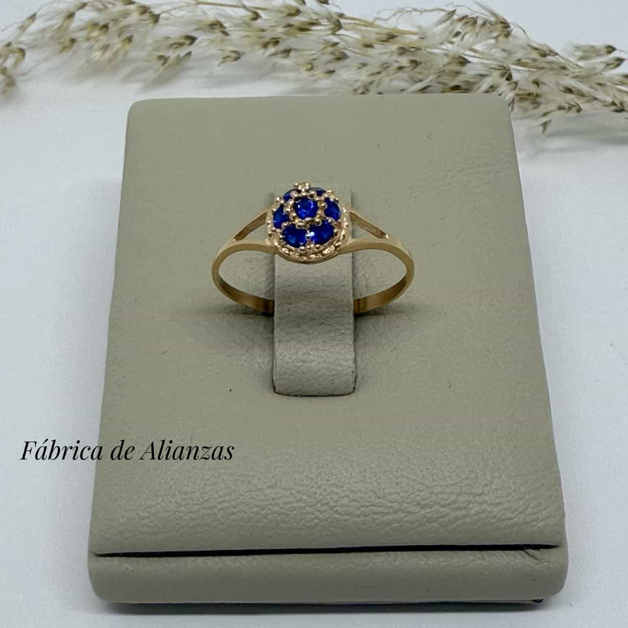 Anillo Frutilla Chico Piedras Azules