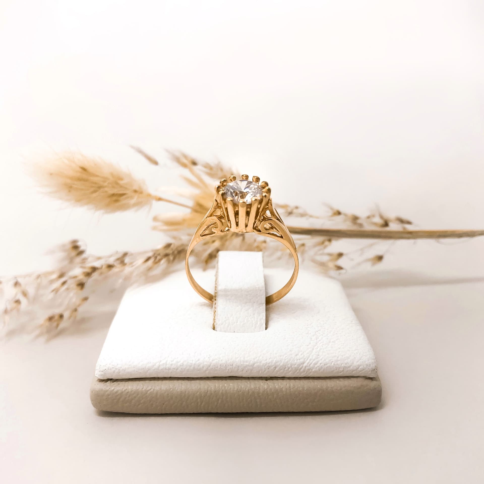 Anillo Solitario Piedra Blanca