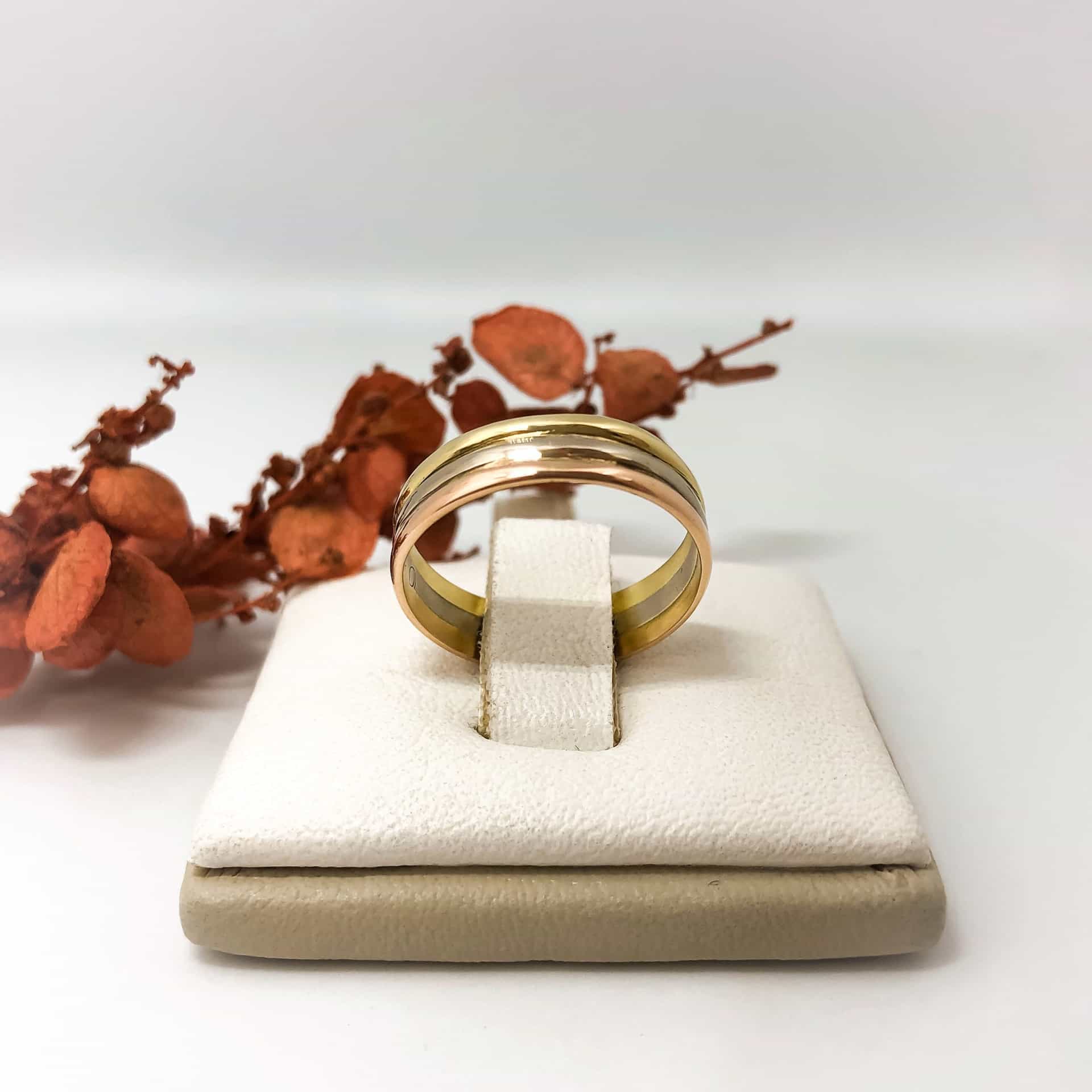 Alianza 1/2 Caña Cartier, Oro Amarillo, Rosado, Blanco