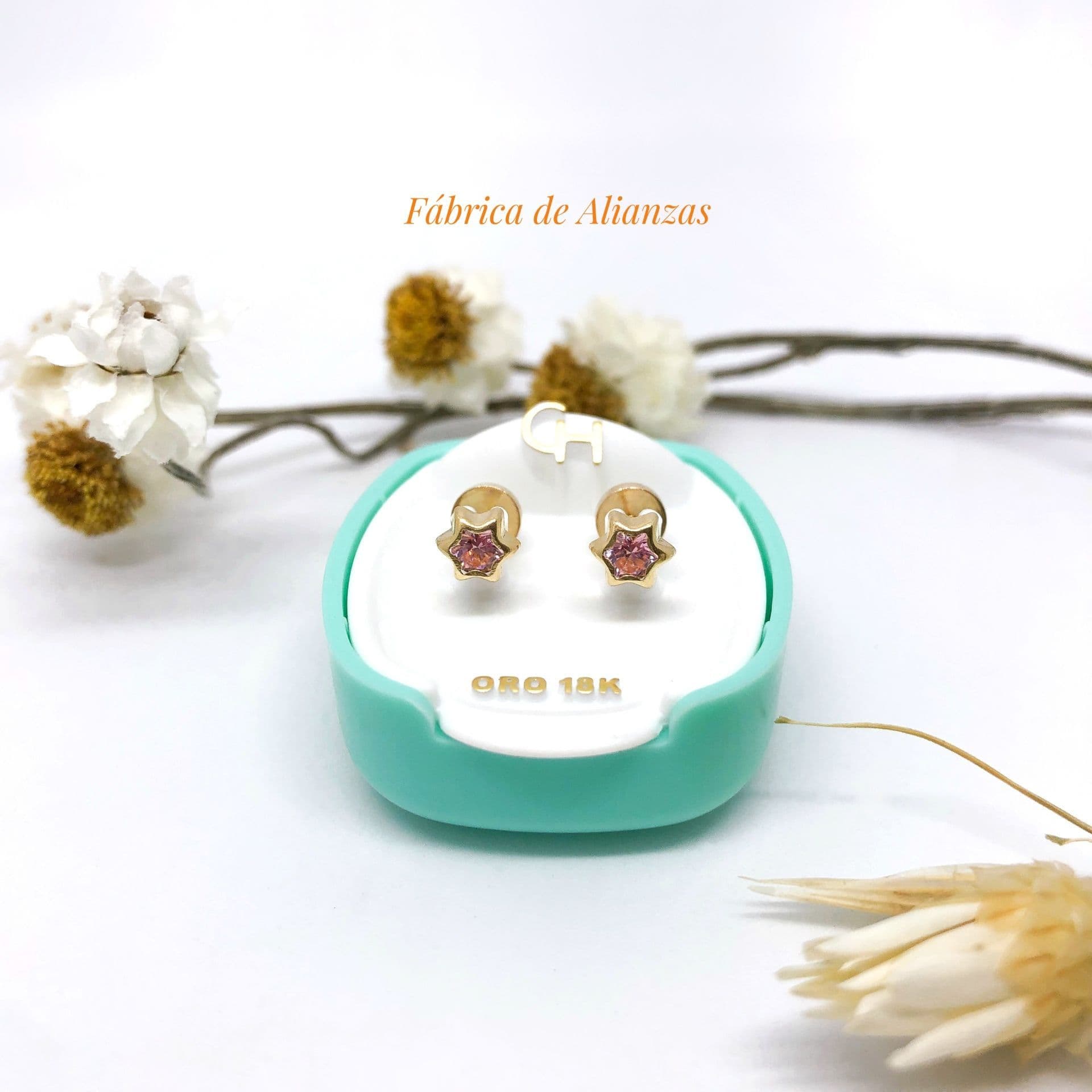 Aro Abridor Estrella Piedra Rosa Chica