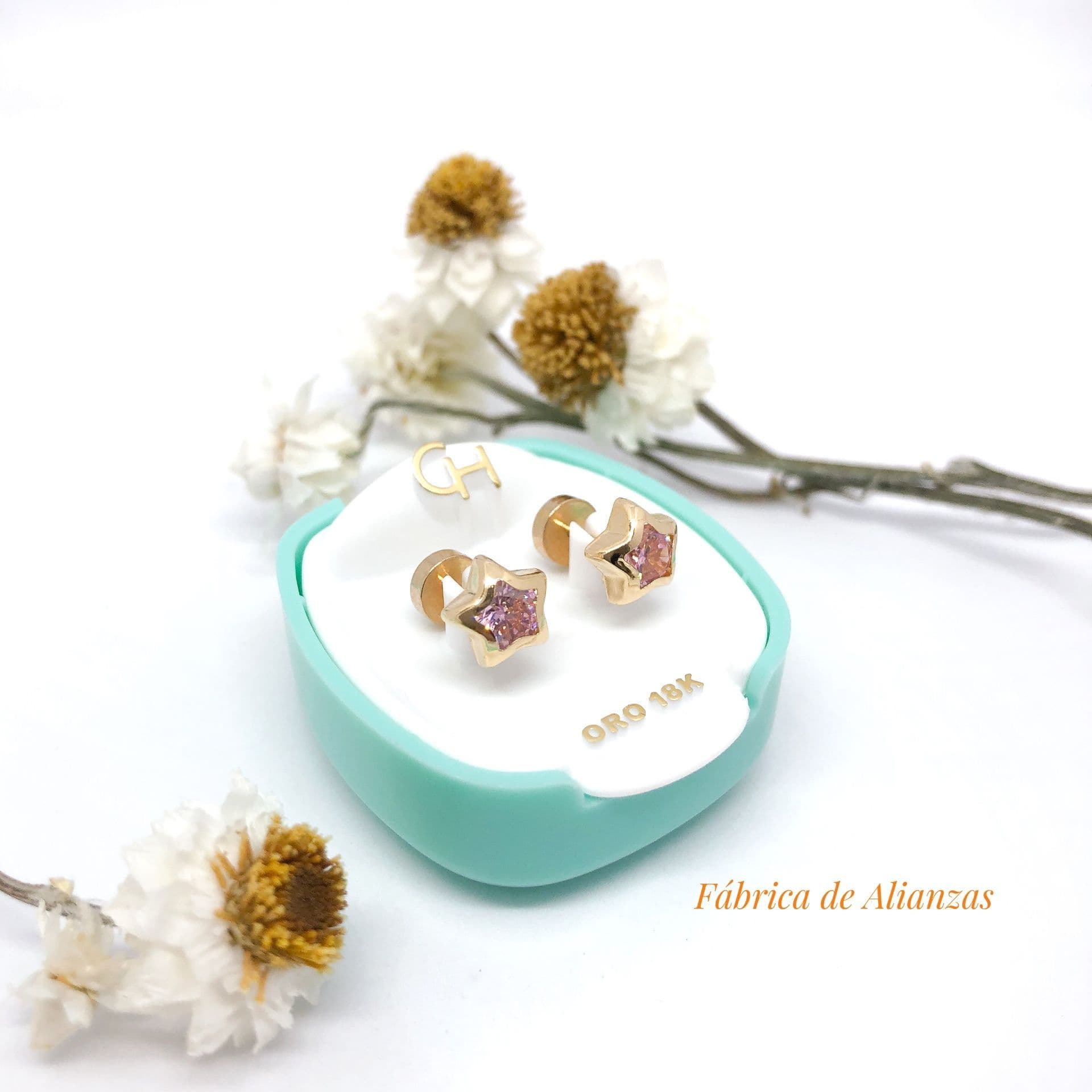 Aro Abridor Estrella Piedra Rosa Grande