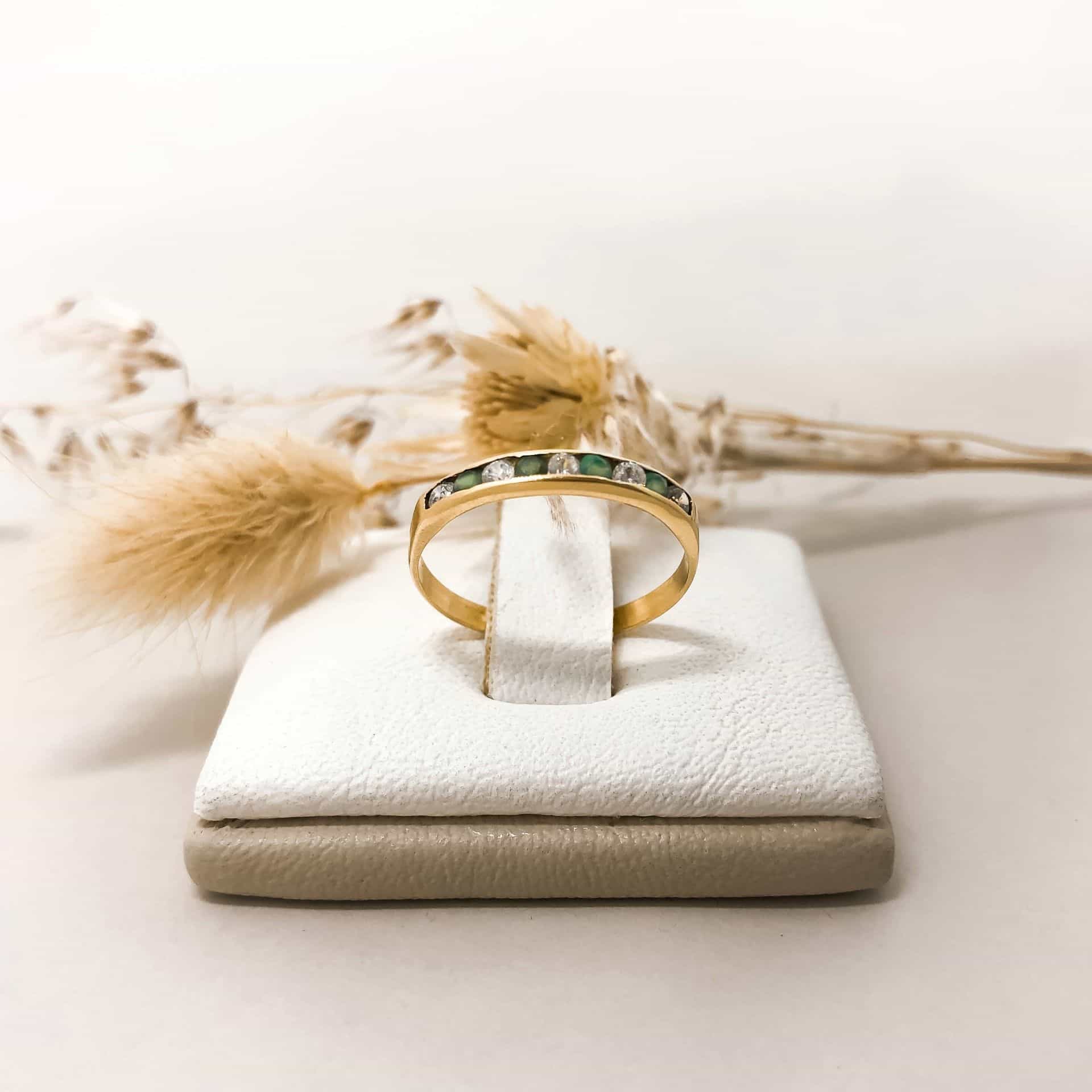 Anillo 1/2 Sin Fin Esmeraldas y Brillantes