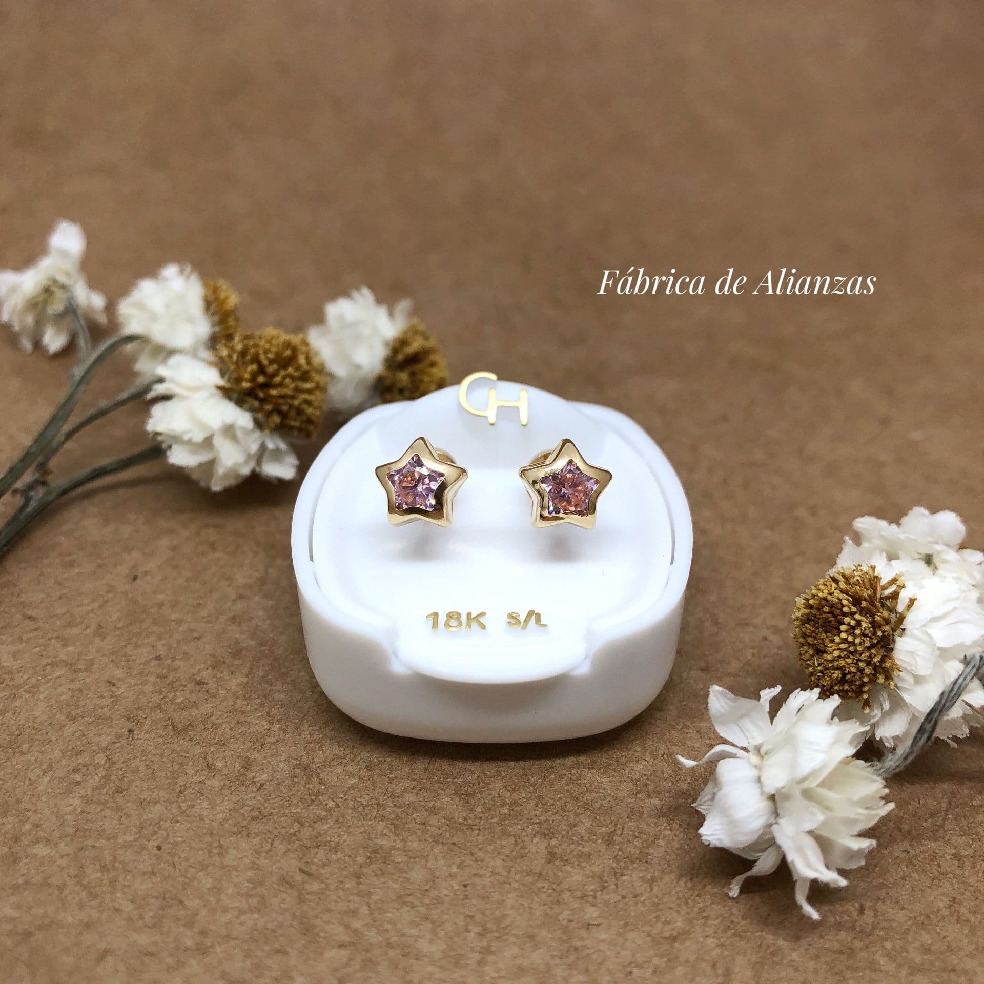 Aro Abridor Estrella Piedra Rosa Grande